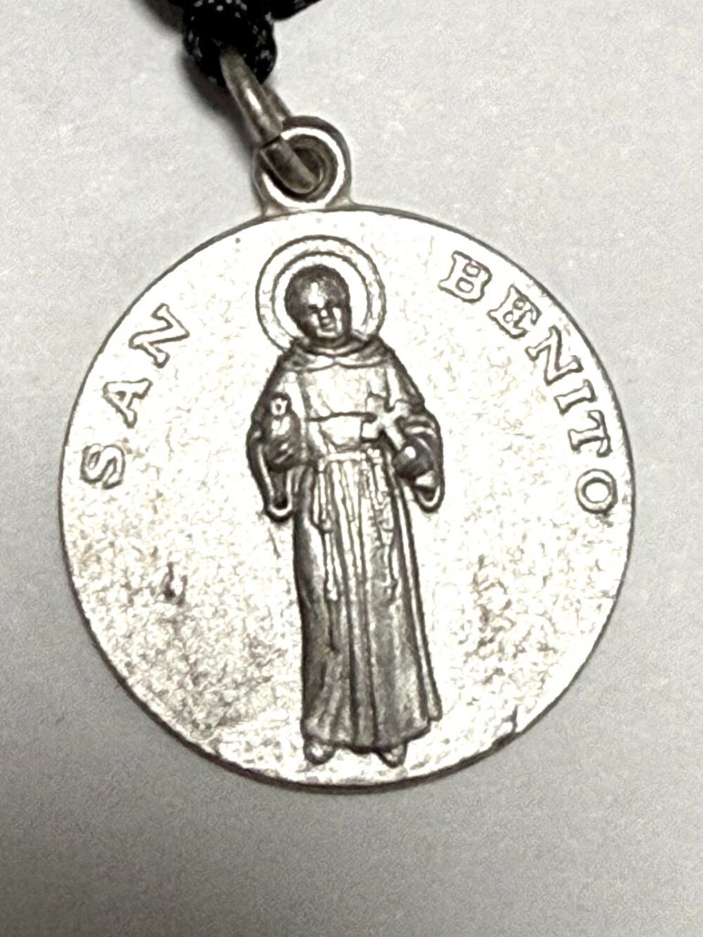 Vintage San Benito Saint St. Benedict Catholic Religious Medal Pendant Silver